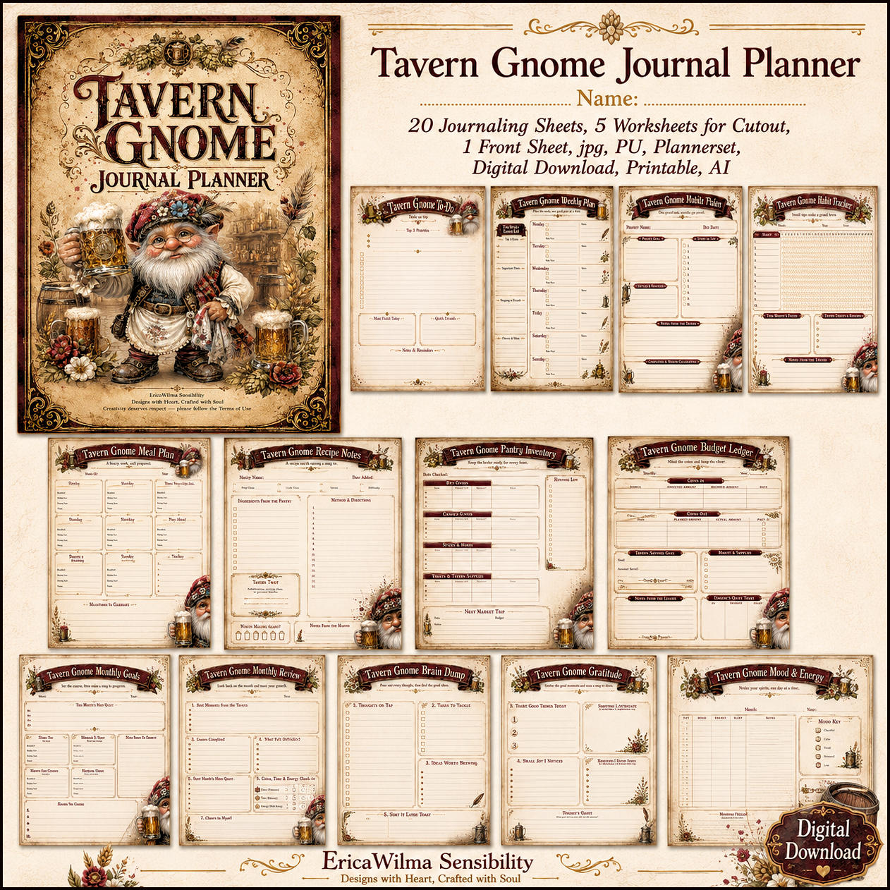 (image for) EW AI Journaling Planner Tavern Gnome